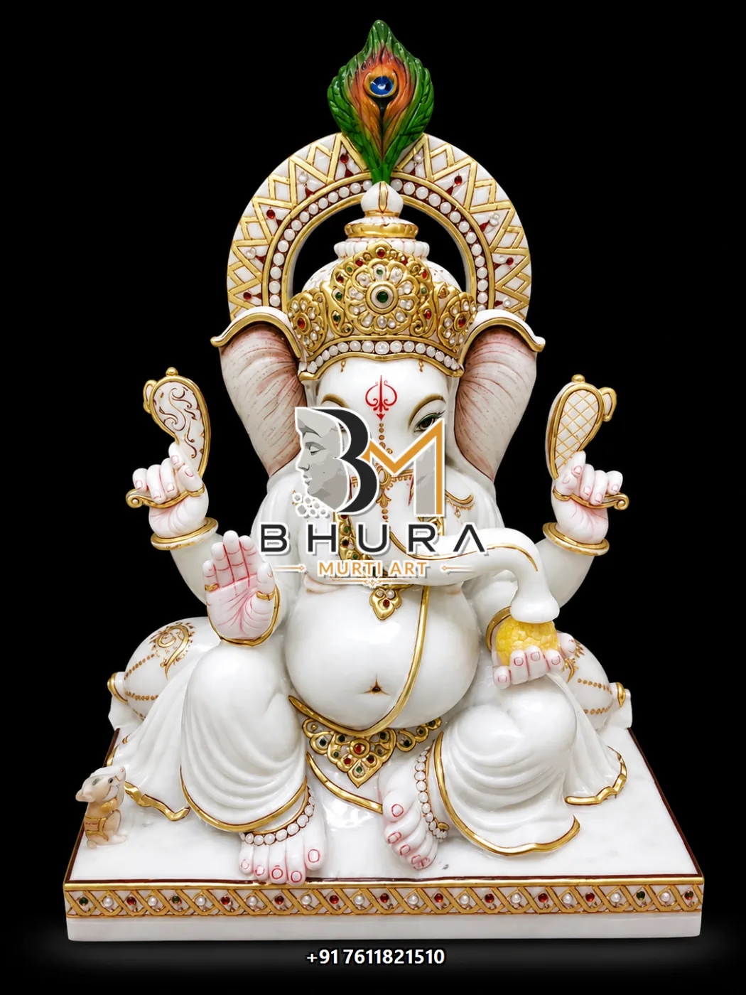 White Marble Ganesha Ornamented Variant Collection - design variant 4