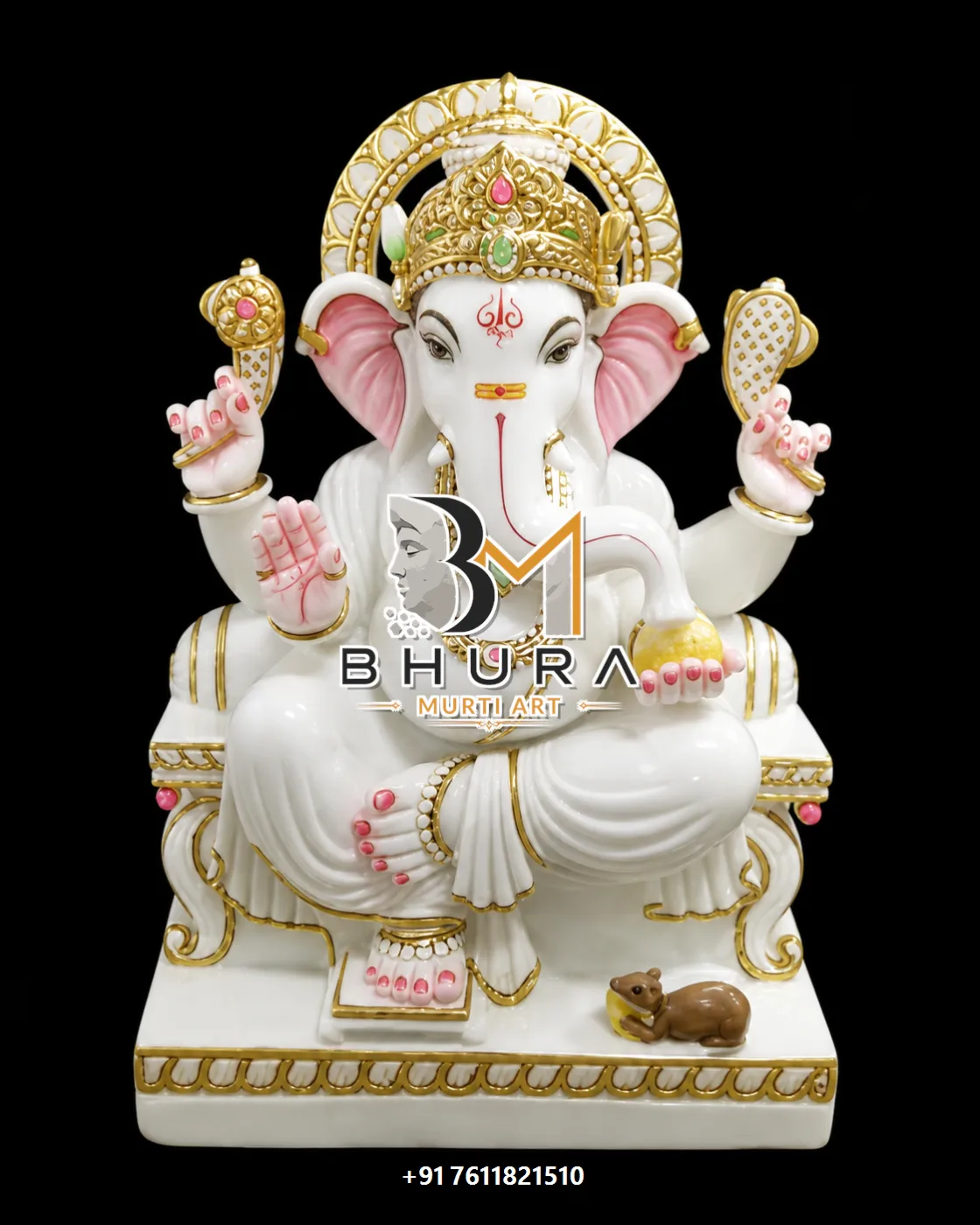 Pastel Gold White Marble Ganesha Collection - design variant 3