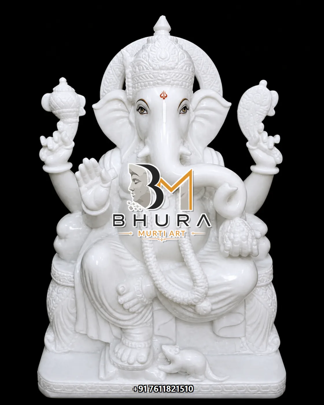 Hand-Carved White Marble Ganesha Collection - design variant 2