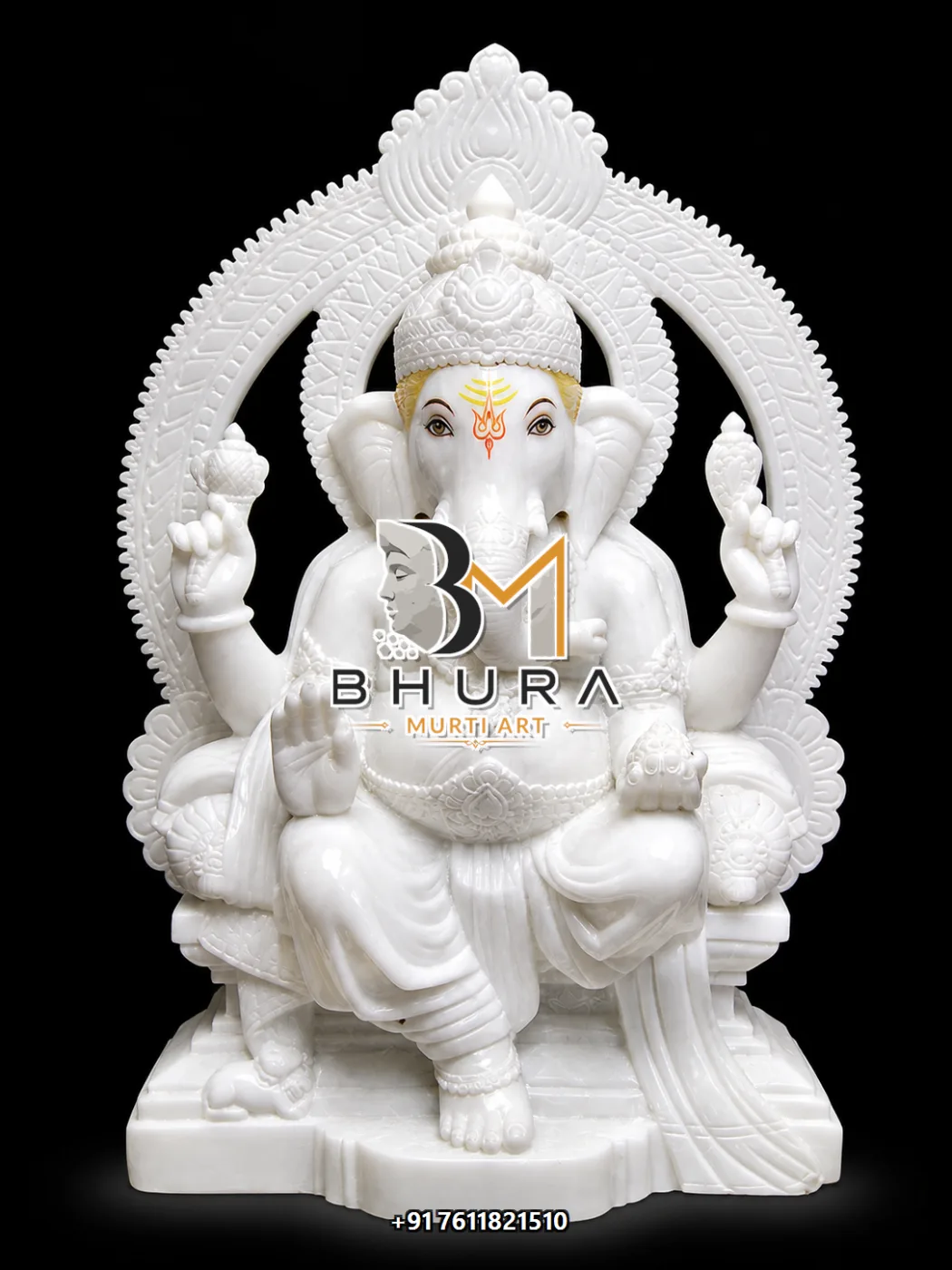 Hand-Carved White Marble Ganesha Collection - design variant 5