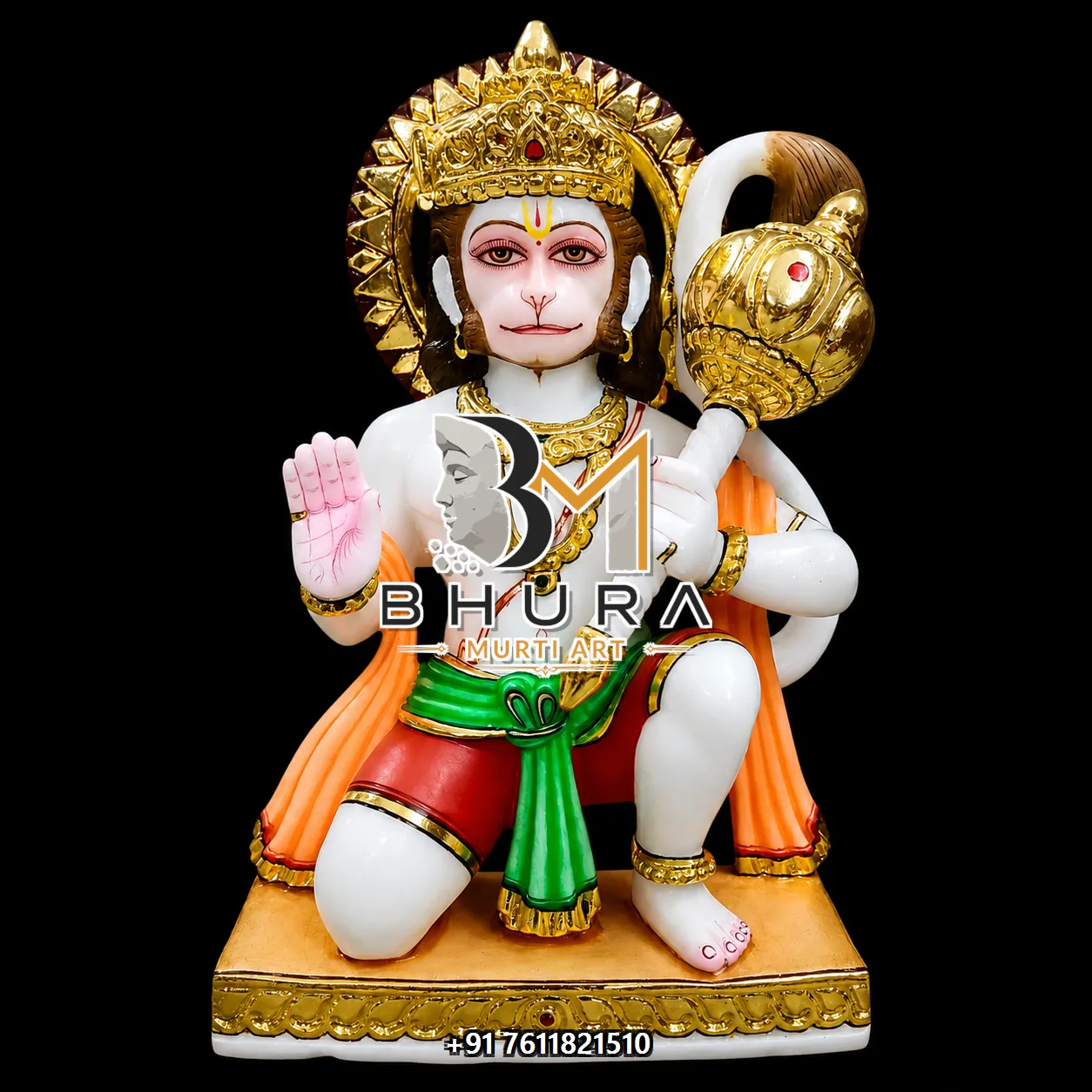 Sitting Hanuman Orange Gold Variant Collection - design variant 2