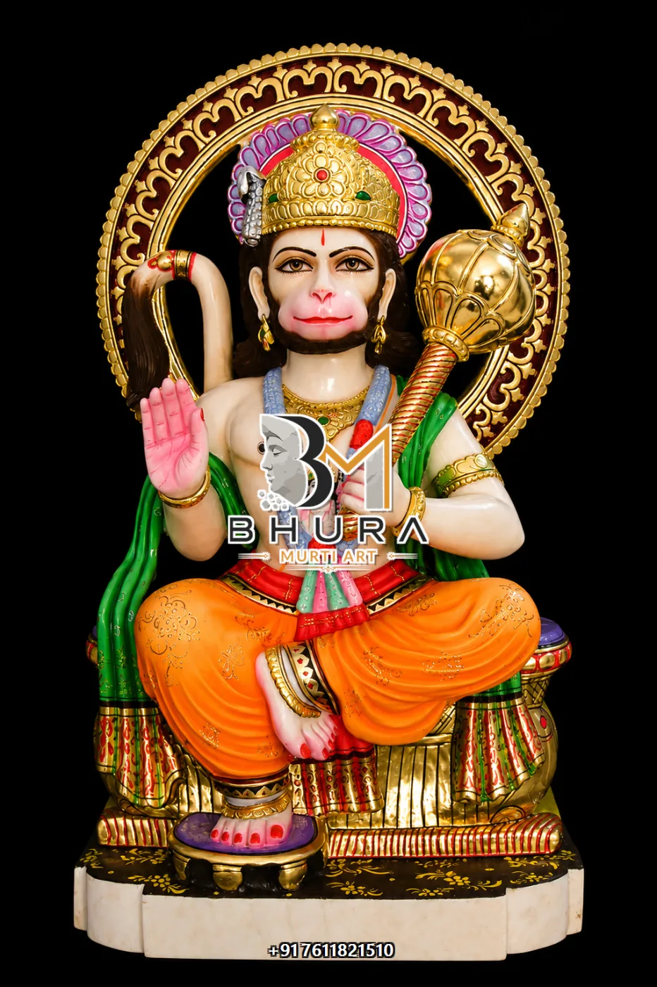 Sitting Hanuman Orange Gold Variant Collection - design variant 3