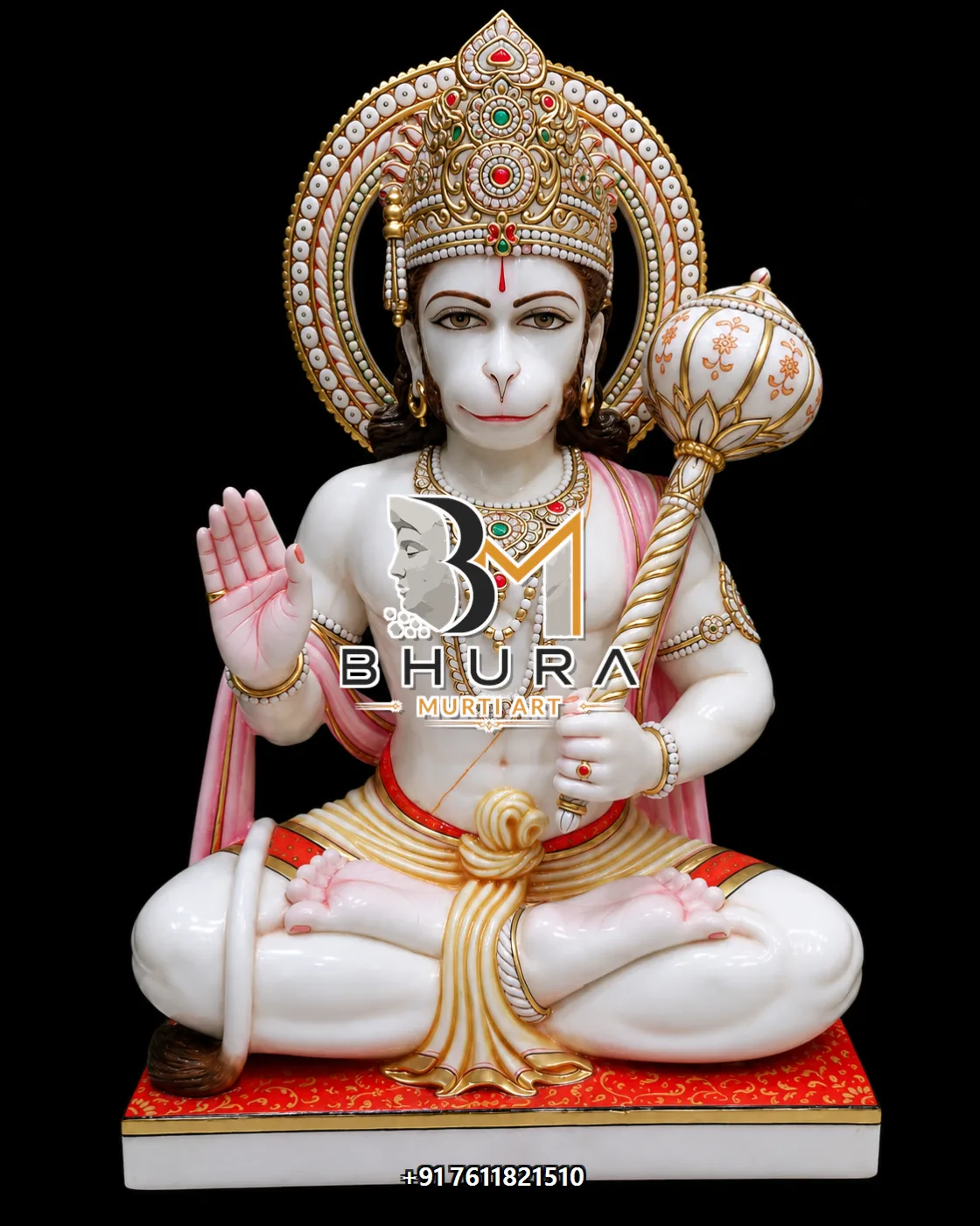 Sitting Hanuman White Gold Meditation Collection - design variant 2
