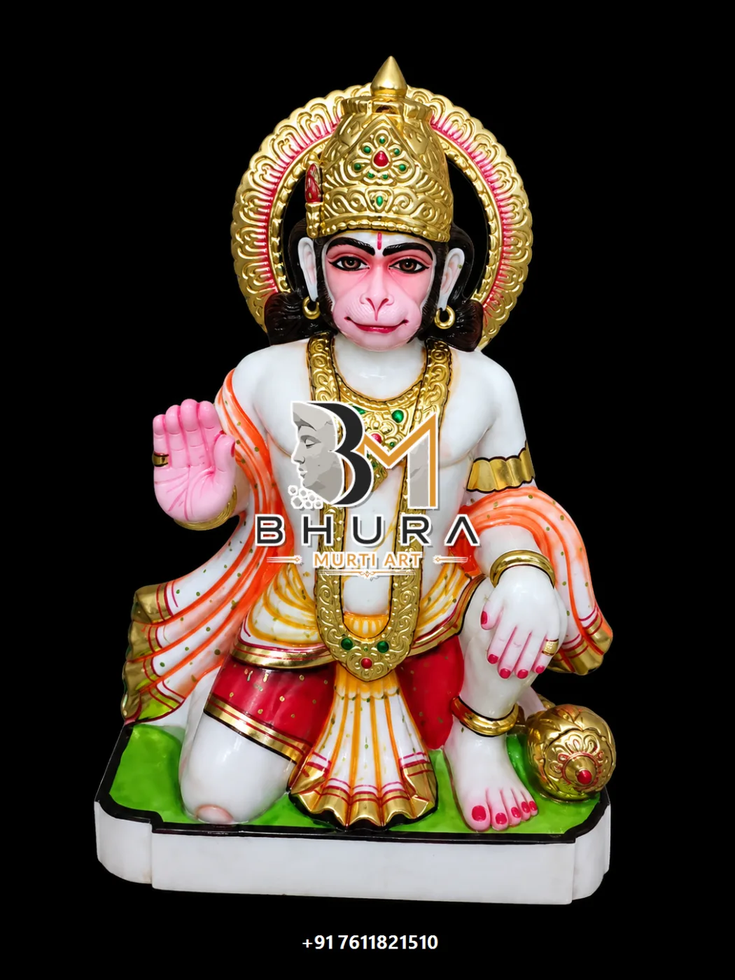 Sitting Hanuman Orange Royal Collection - design variant 2