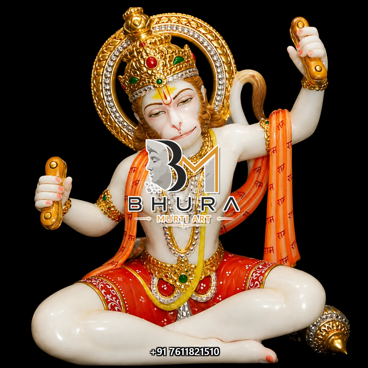 Sitting Hanuman Orange Royal Collection - design variant 3