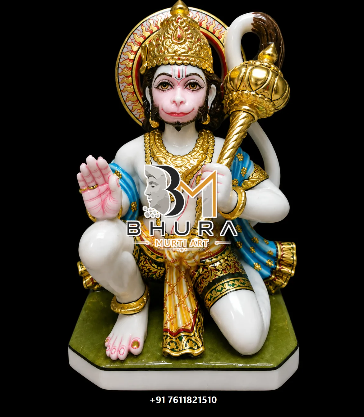 Sitting Hanuman Golden Crown Collection - design variant 2