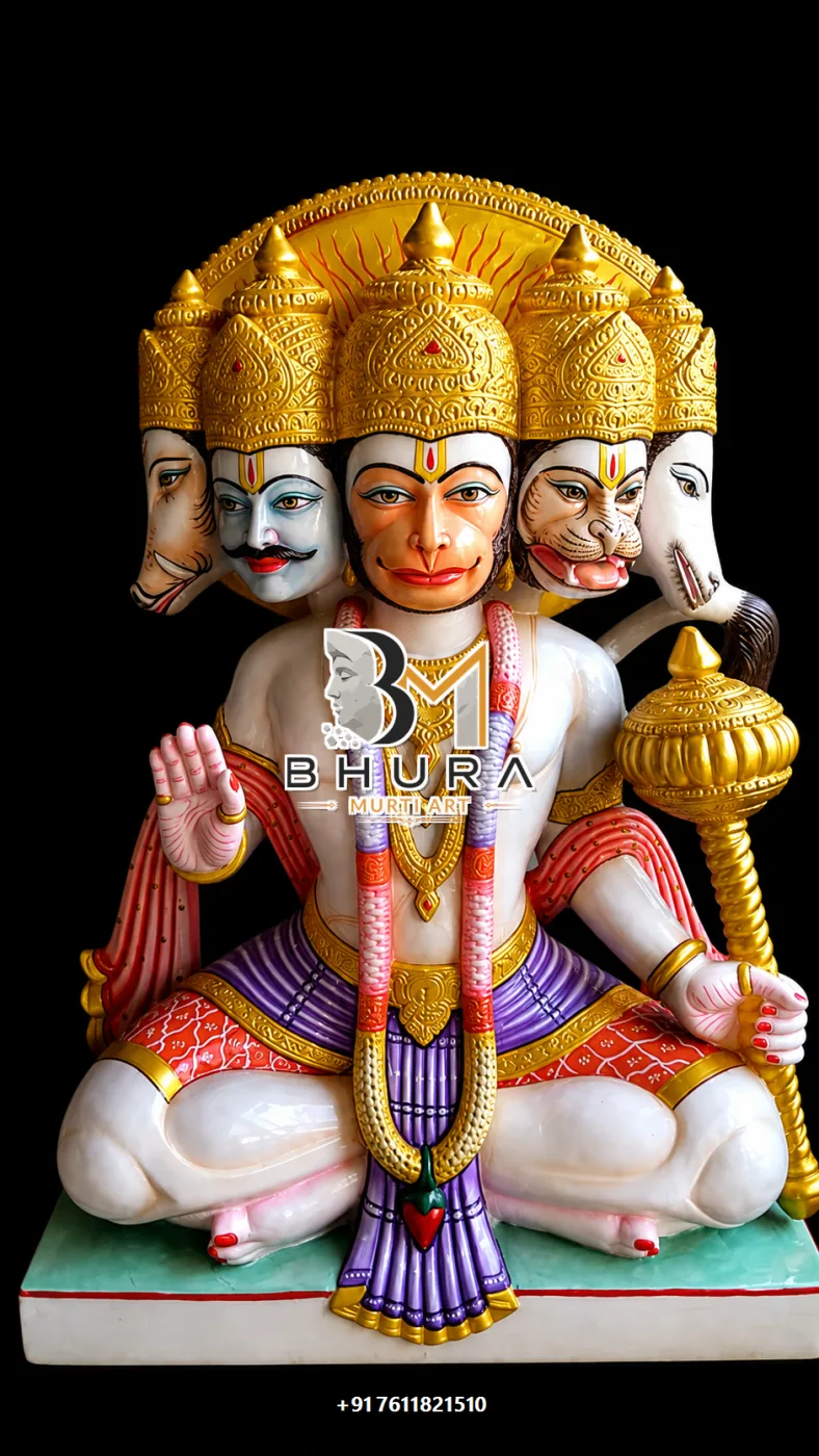 Panchmukhi Hanuman Sitting White Gold Collection - design variant 2