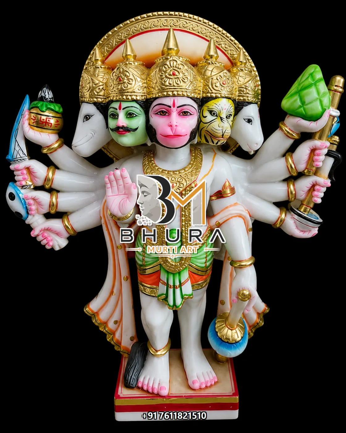 Panchmukhi Hanuman Standing White Gold Collection - design variant 3
