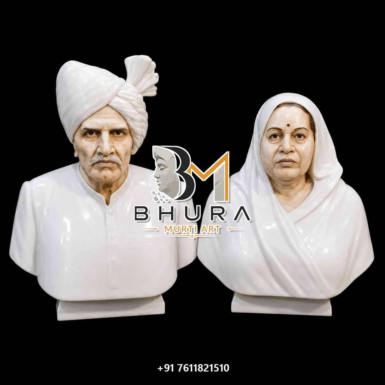 Custom Indian Couple and Portrait Bust Collection - handcrafted design variant 2