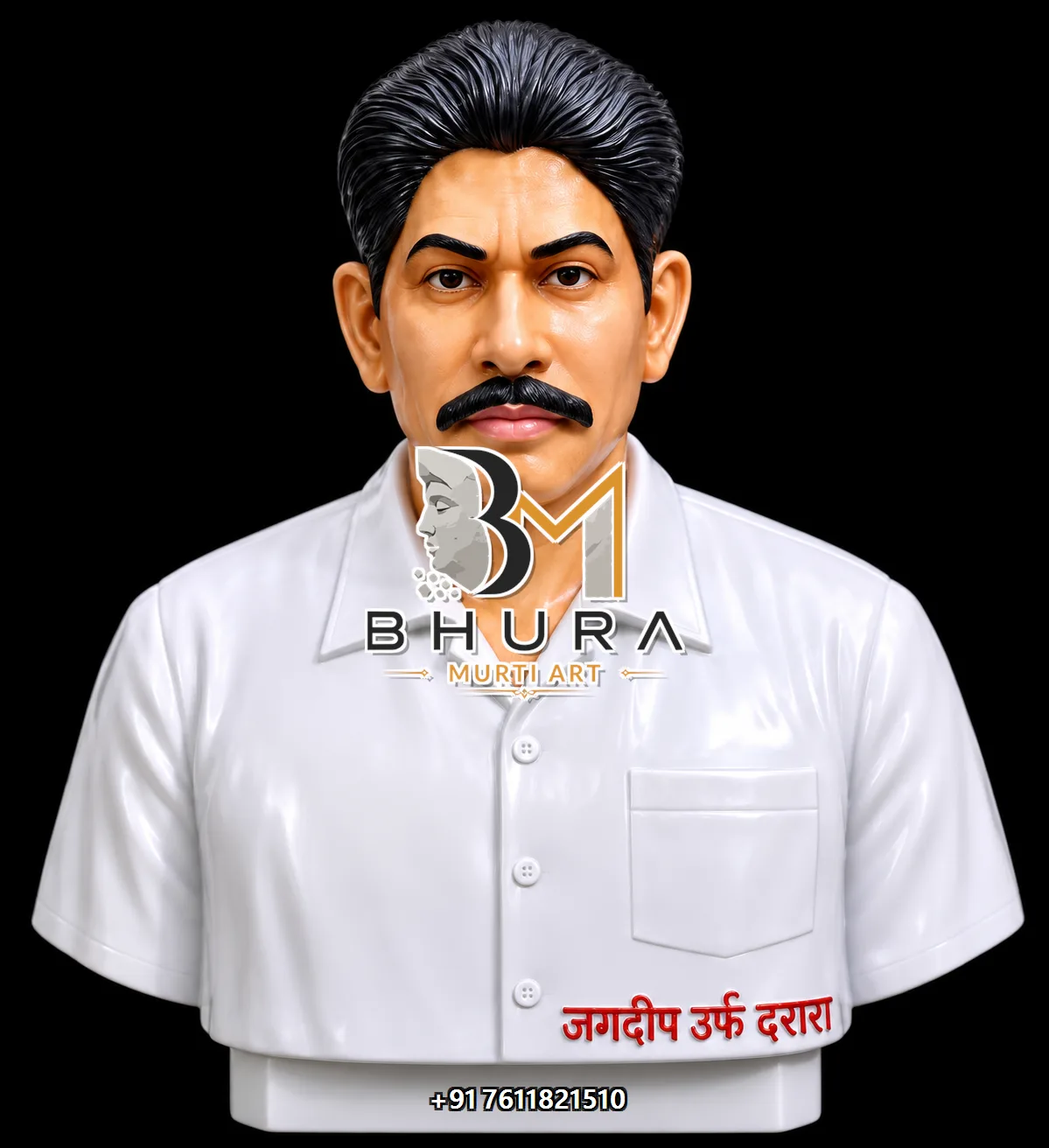 Indian Leader White Marble Bust Collection - handcrafted design variant 2