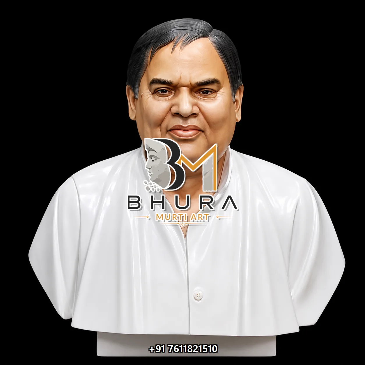 Indian Leader White Marble Bust Collection - handcrafted design variant 3