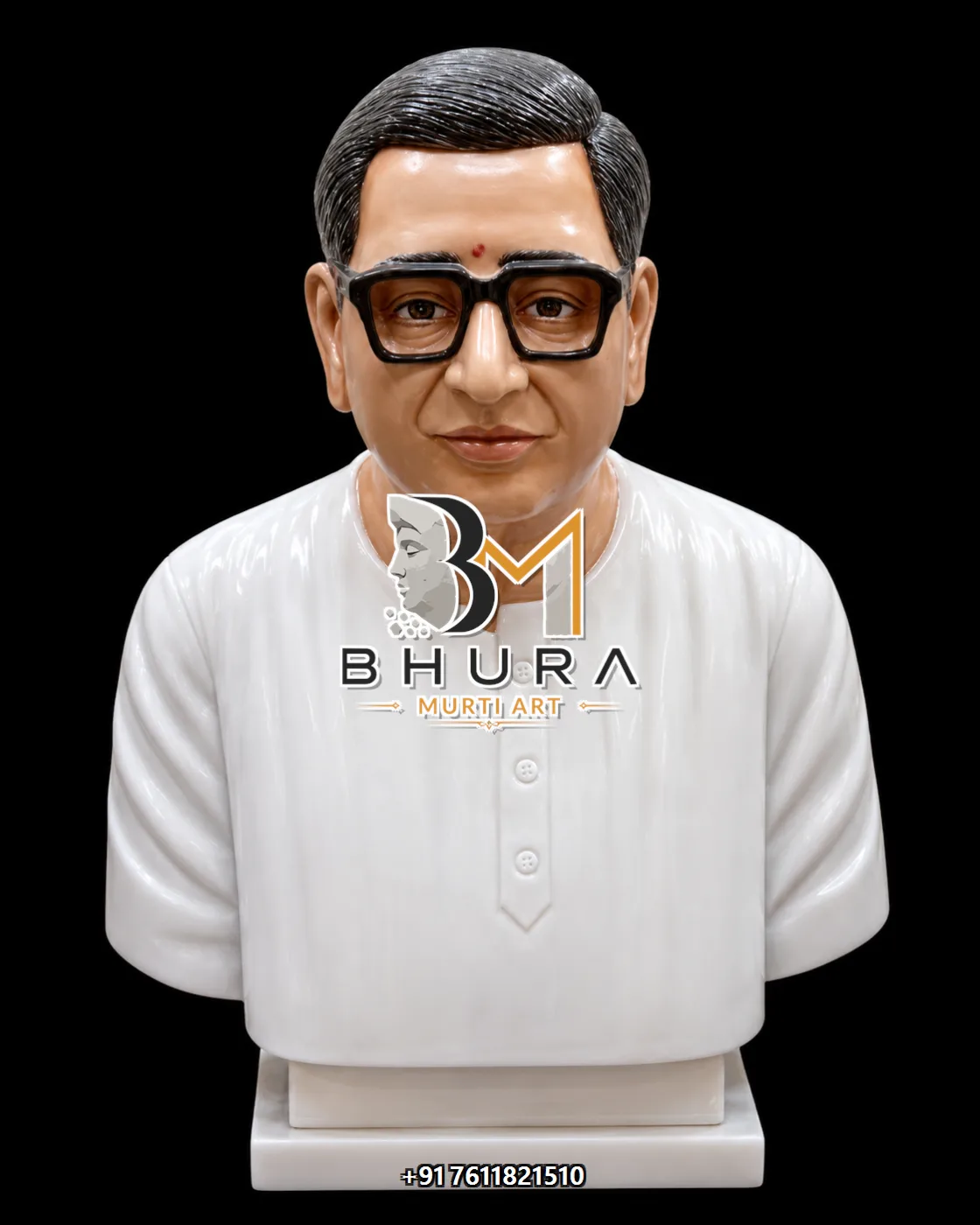 Indian Leader White Marble Bust Collection - handcrafted design variant 6