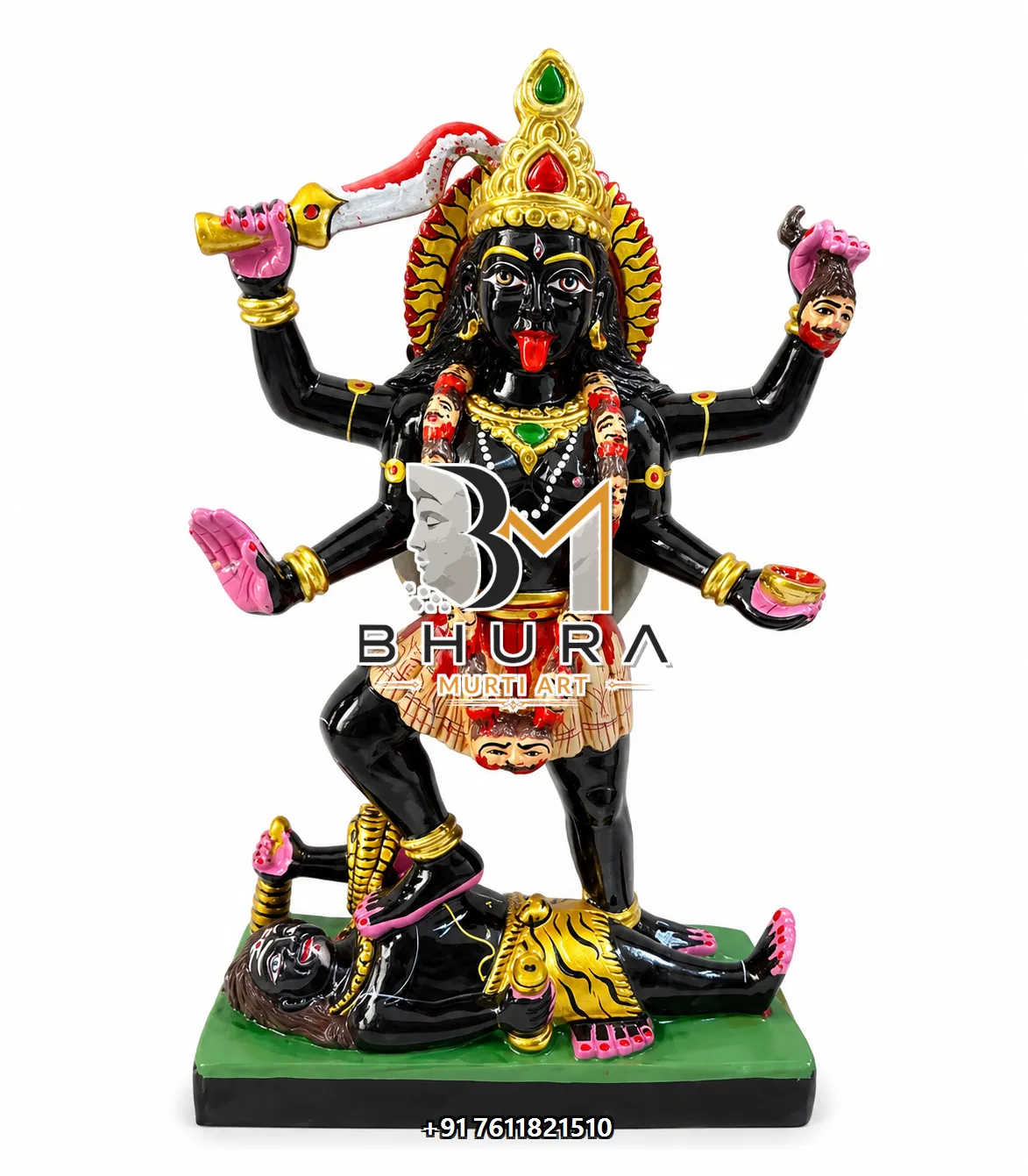 Hand-Painted Kali Maa Shiva Statue - marble statue design view 4
