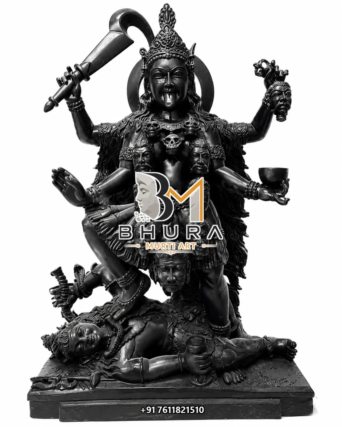 Traditional Kali Maa Standing on Shiva Statue - marble statue design view 3