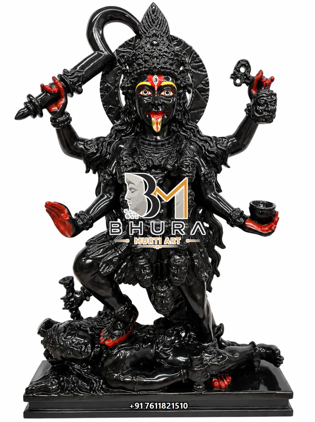 Traditional Kali Maa Standing on Shiva Statue - marble statue design view 4