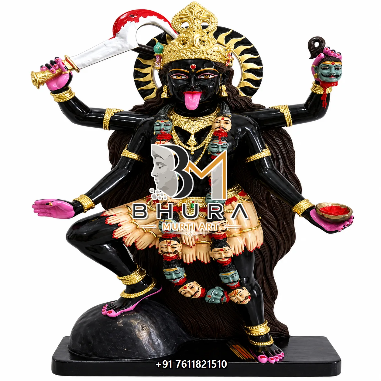 Standing Mahakali Mata Devotional Sculpture - marble statue design view 2