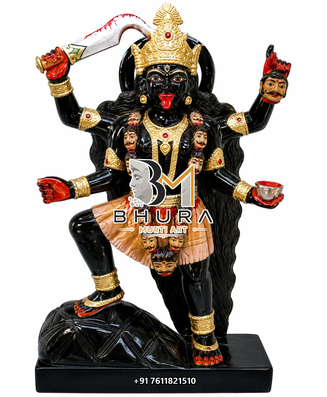 Standing Mahakali Mata Devotional Sculpture - marble statue design view 4