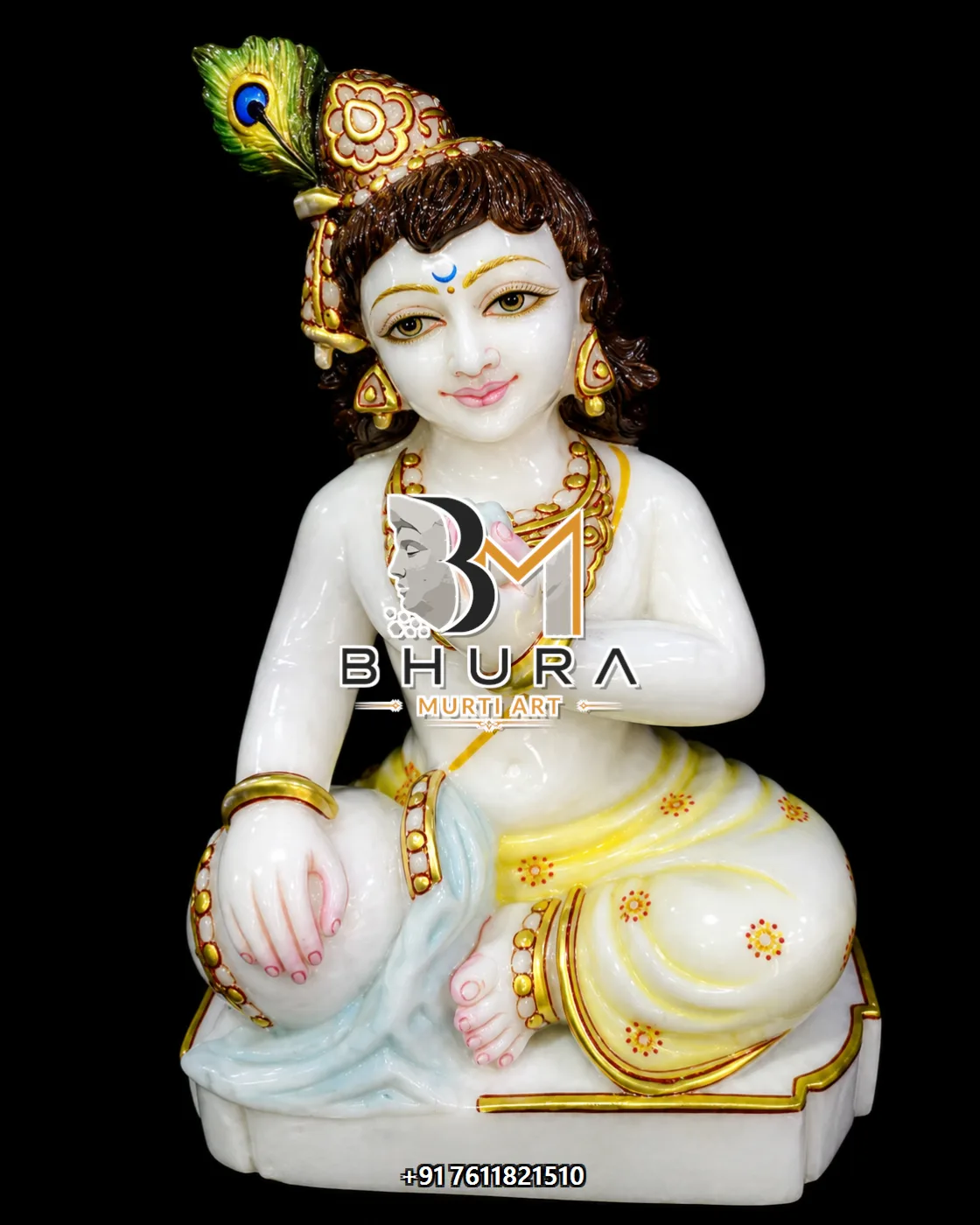 Premium Lord Krishna Statue Design Collection - handcrafted marble design view 3