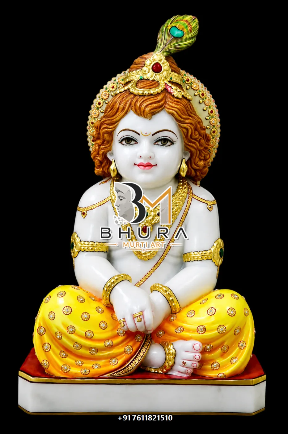 Premium Lord Krishna Statue Design Collection - handcrafted marble design view 4