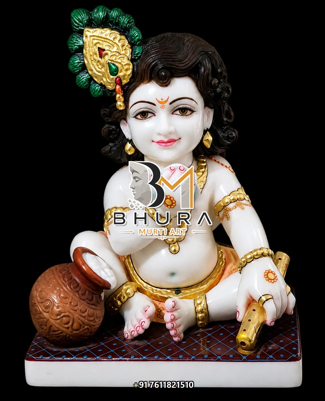Premium Lord Krishna Statue Design Collection - handcrafted marble design view 5