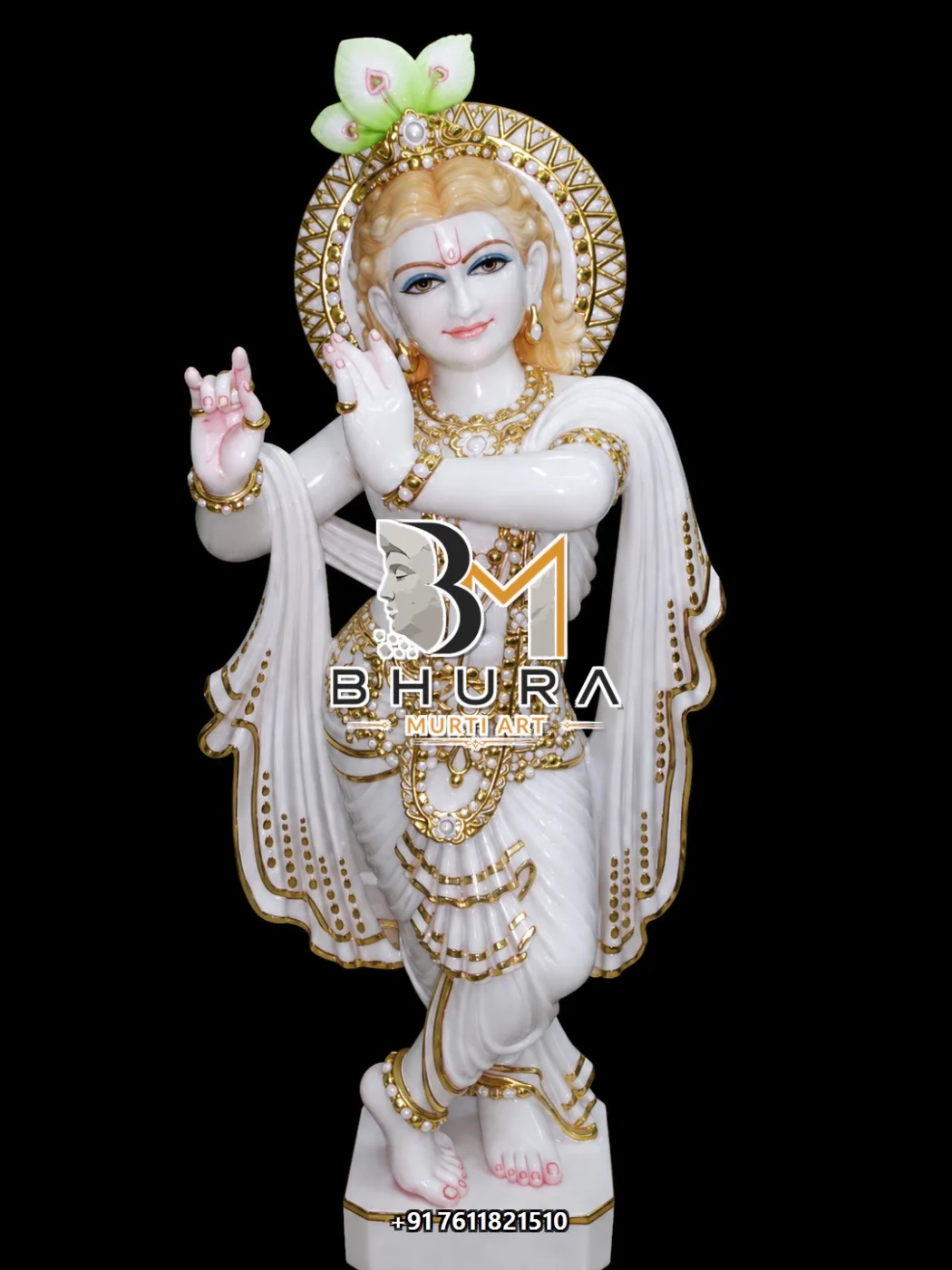Decorative Lord Krishna Statue Collection - handcrafted marble design view 4