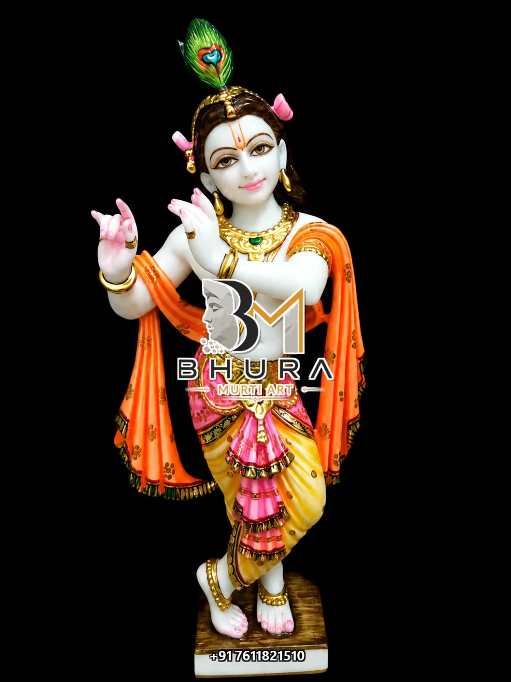 Spiritual Shri Krishna Statue Collection - handcrafted marble design view 5