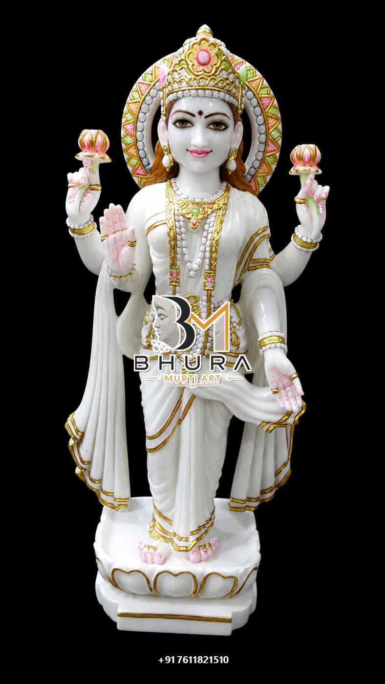 Handcrafted Laxmi Mata Marble Statue Collection - handcrafted marble design view 4