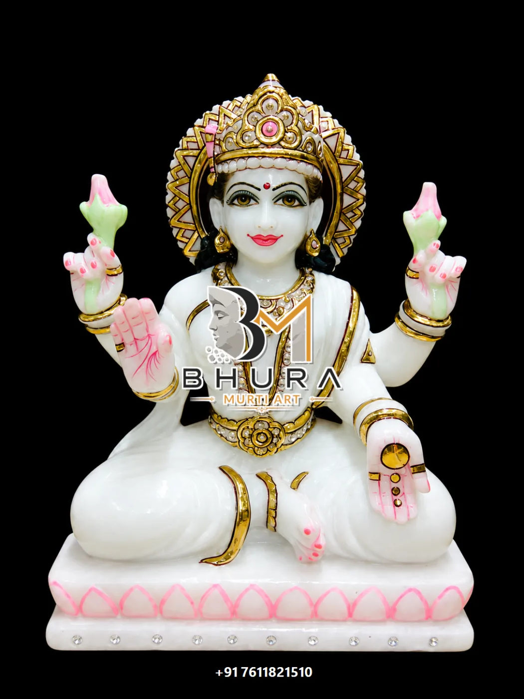 Premium Mahalaxmi Marble Sculpture Collection - handcrafted marble design view 2
