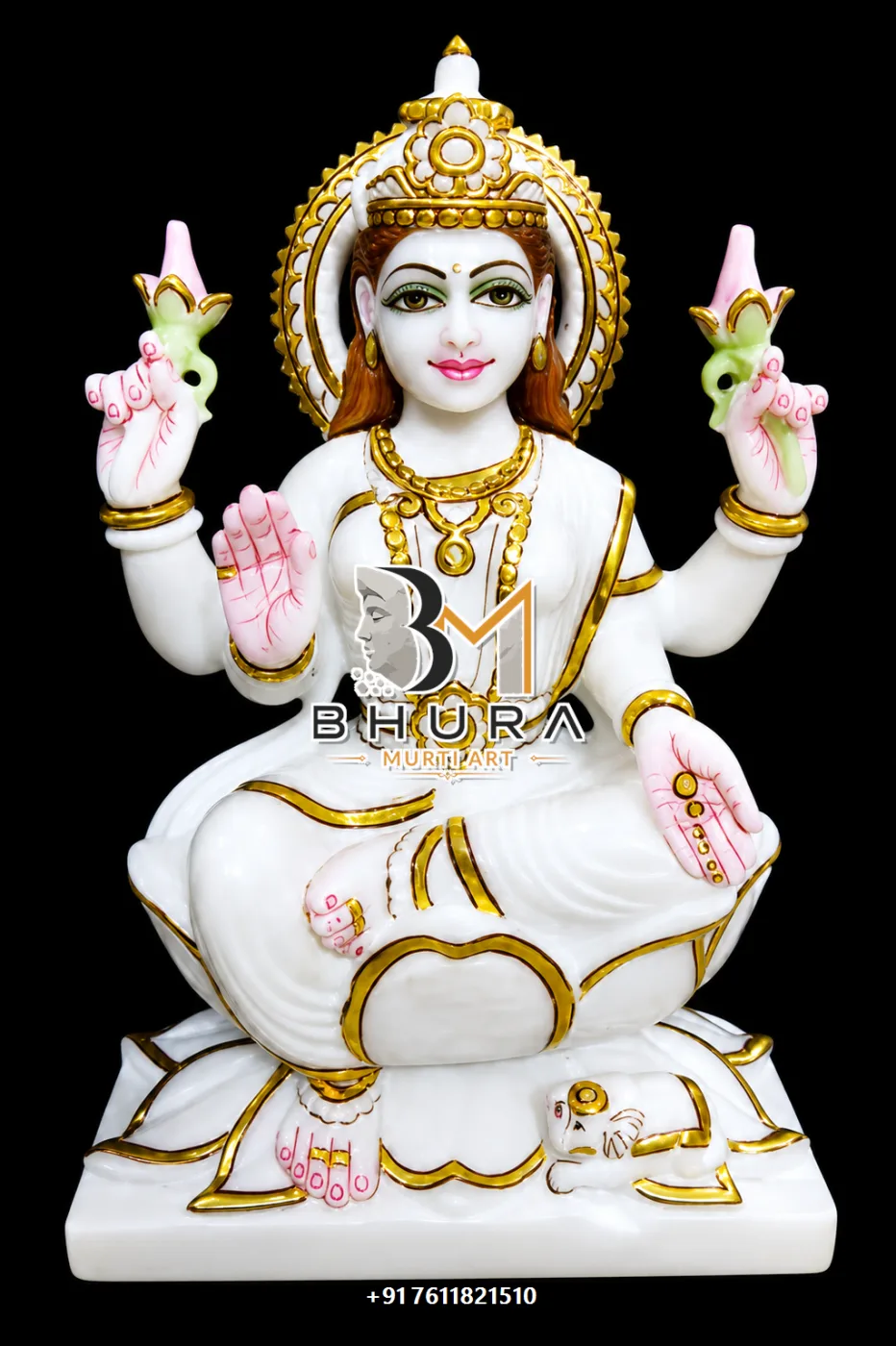 Premium Mahalaxmi Marble Sculpture Collection - handcrafted marble design view 3