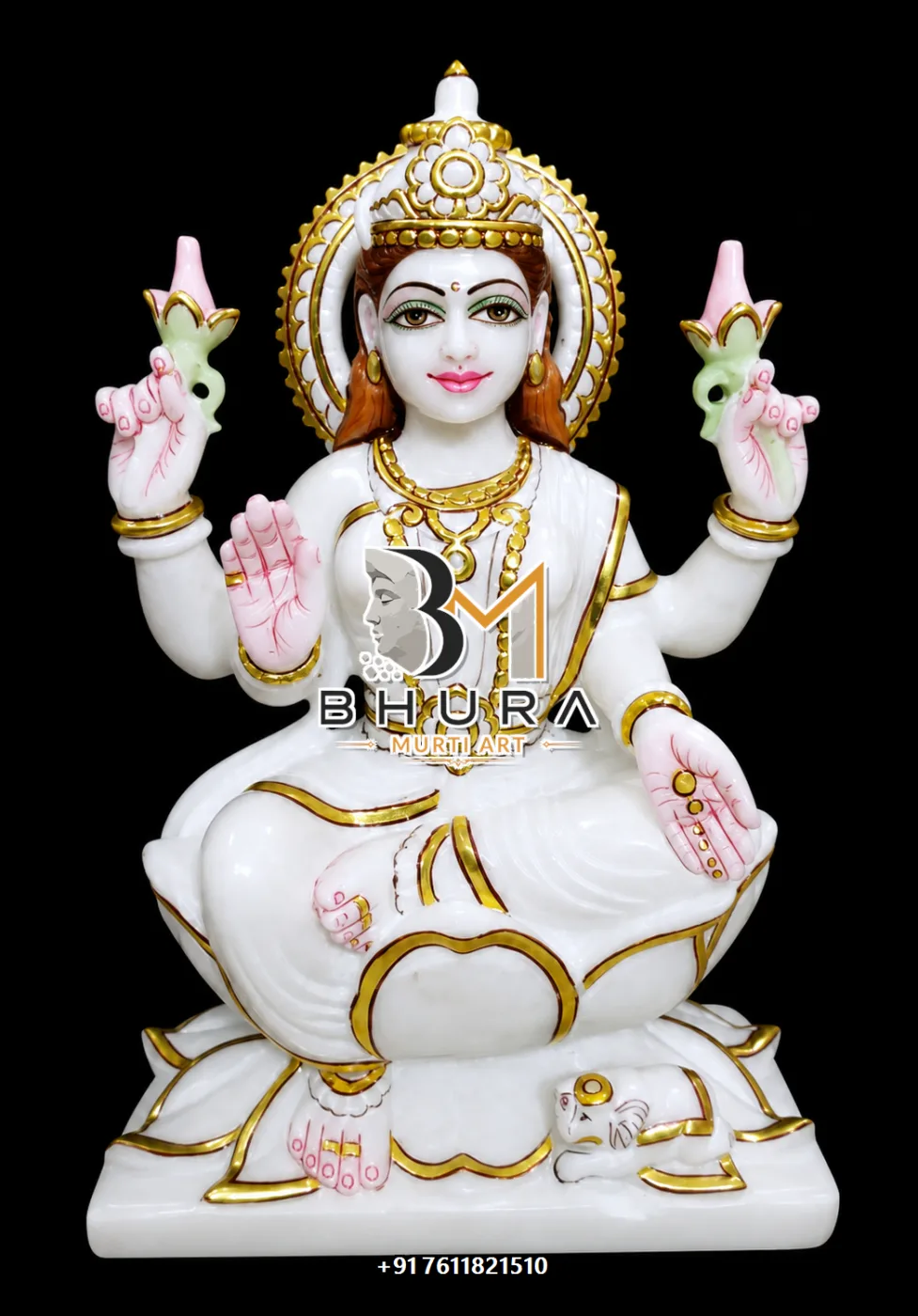 Premium Mahalaxmi Marble Sculpture Collection - handcrafted marble design view 5