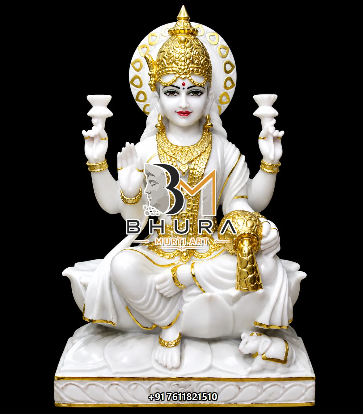 Custom Mahalaxmi Mata Murti Collection - handcrafted marble design view 4