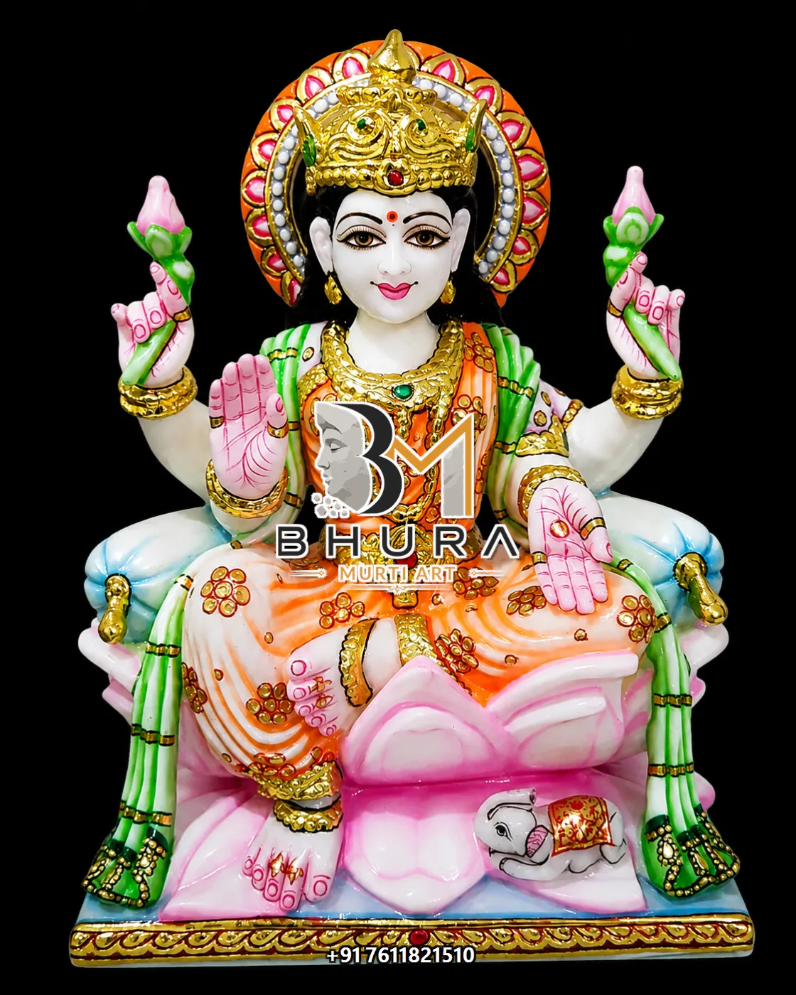 Traditional Goddess Laxmi Statue Collection - handcrafted marble design view 4