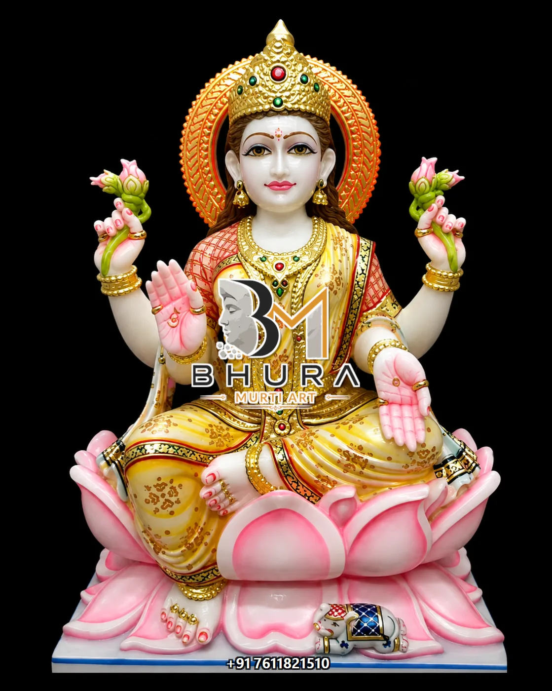 Devotional Laxmi Mata Sculpture Collection - handcrafted marble design view 3
