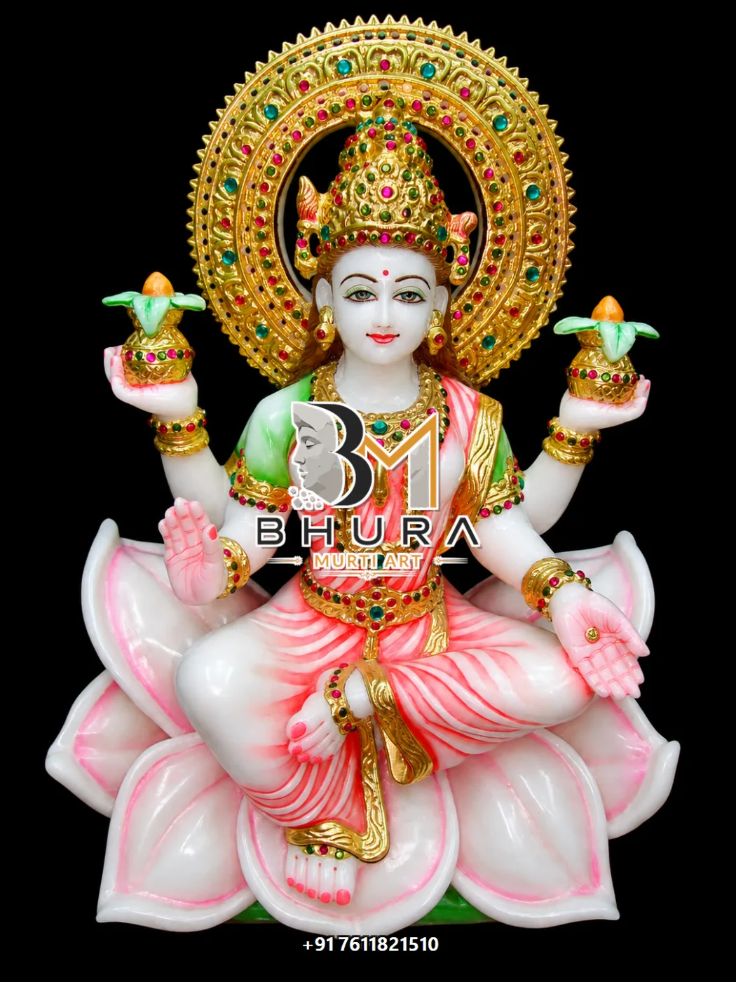 Designer Goddess Lakshmi Murti Collection - handcrafted marble design view 2