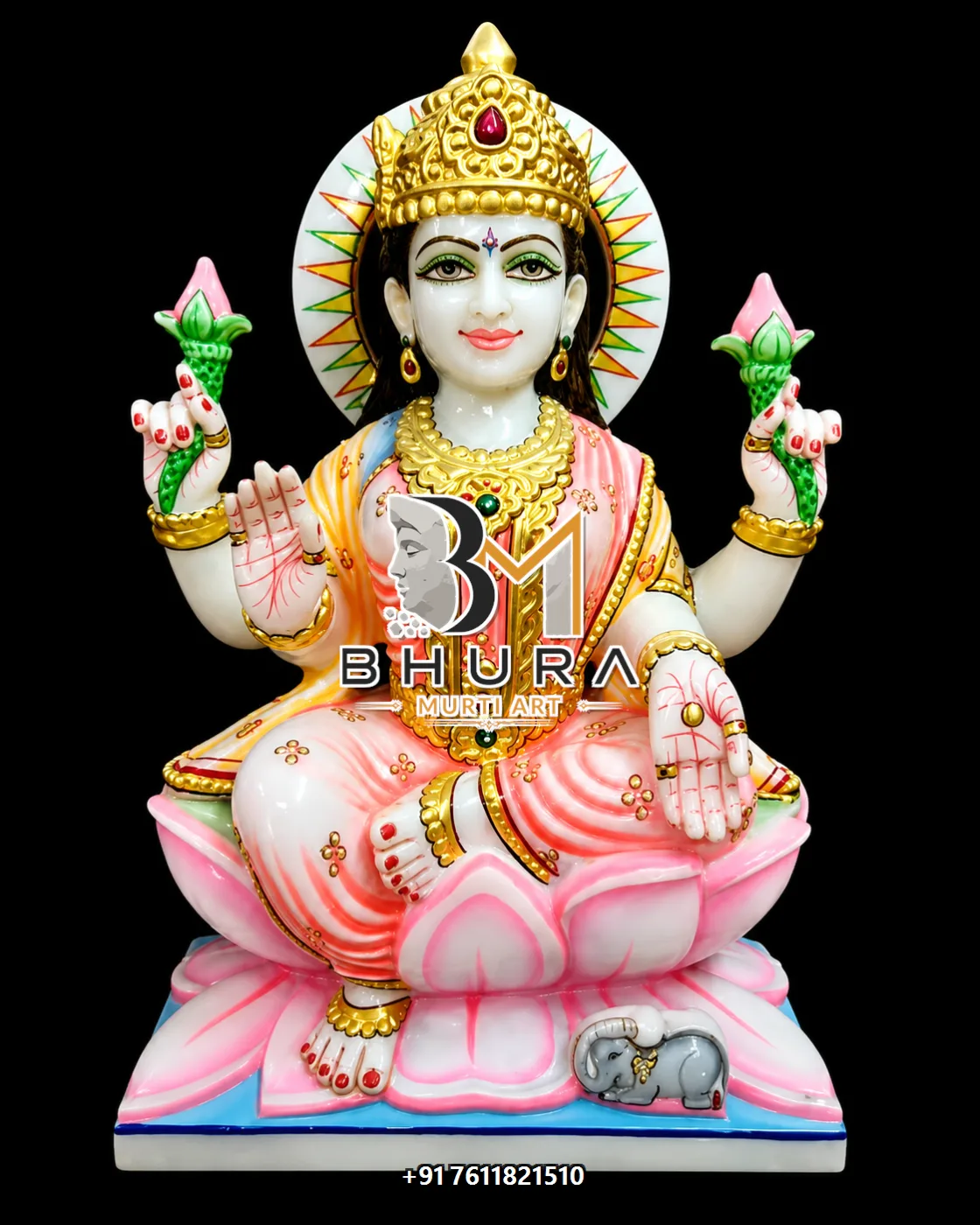 Designer Goddess Lakshmi Murti Collection - handcrafted marble design view 5