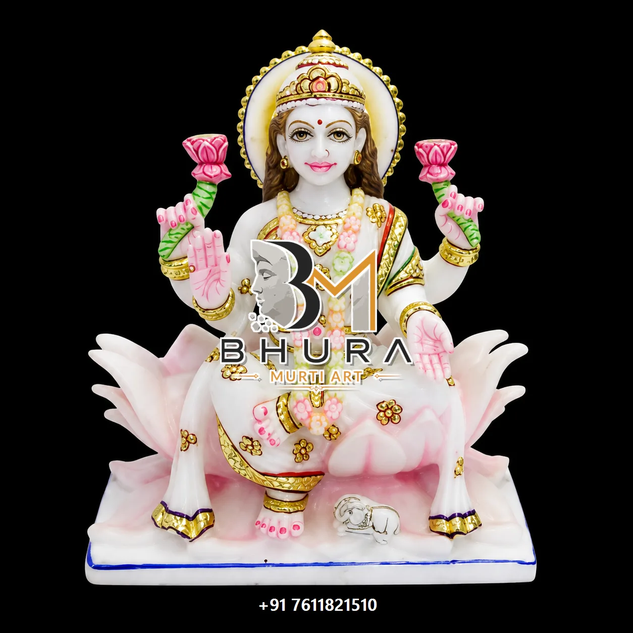 Spiritual Mahalaxmi Devi Statue Collection - handcrafted marble design view 2