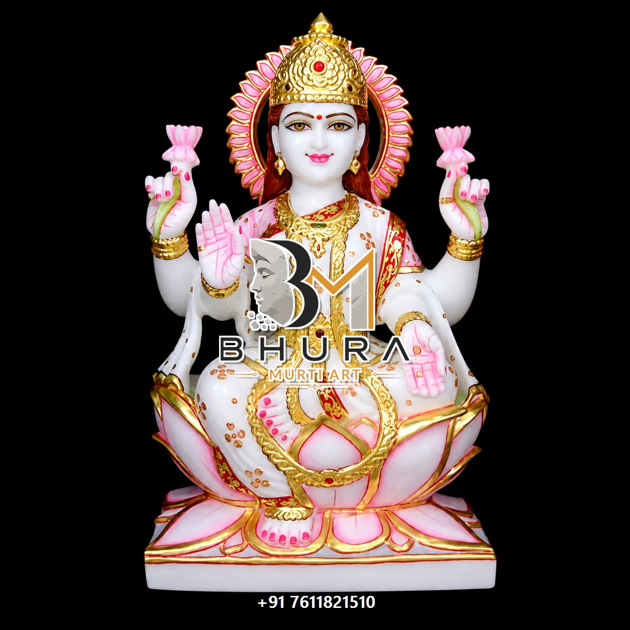 Spiritual Mahalaxmi Devi Statue Collection - handcrafted marble design view 3