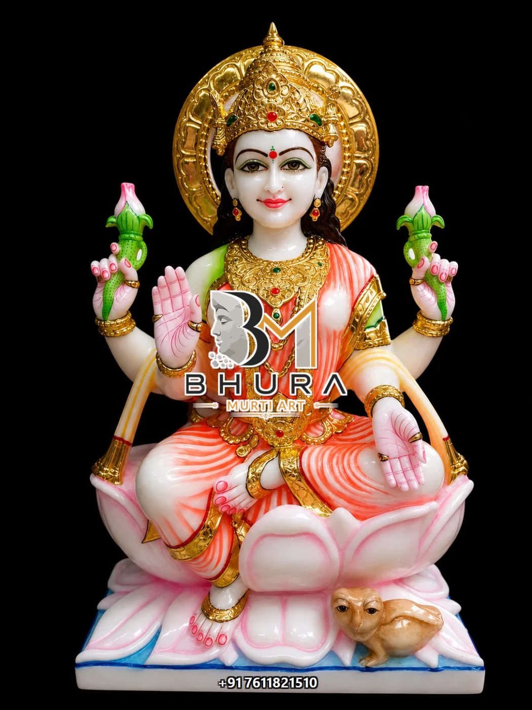 Artistic Laxmi Mata Marble Idol Collection - handcrafted marble design view 3