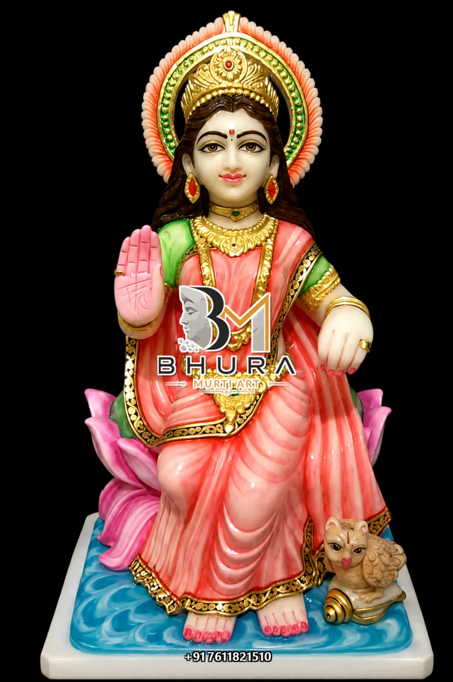 Artistic Laxmi Mata Marble Idol Collection - handcrafted marble design view 4