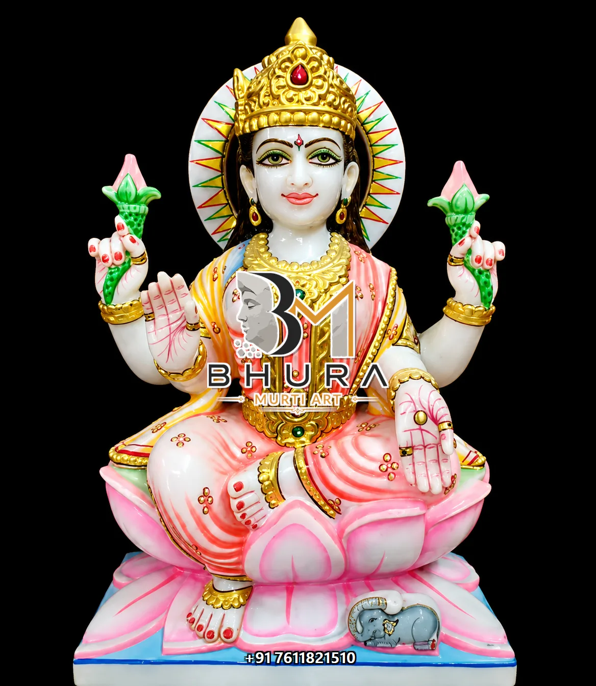Custom-Made Lakshmi Devi Statue Collection - handcrafted marble design view 2