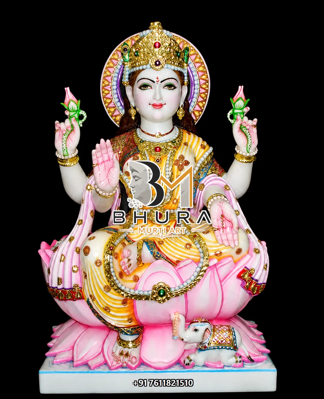 Custom-Made Lakshmi Devi Statue Collection - handcrafted marble design view 3