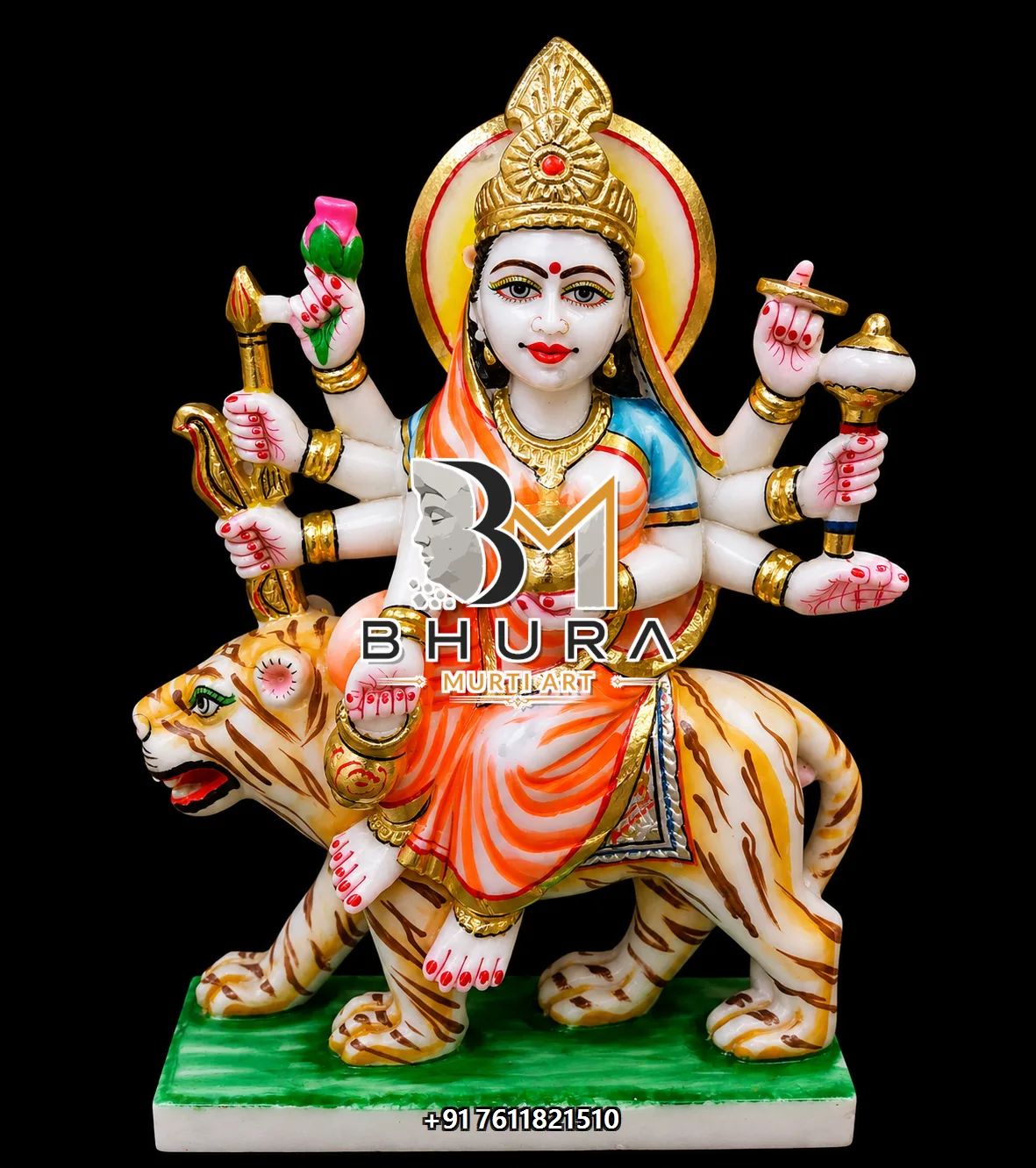 Handcrafted Nav Durga Marble Statue Collection - handcrafted marble design view 2