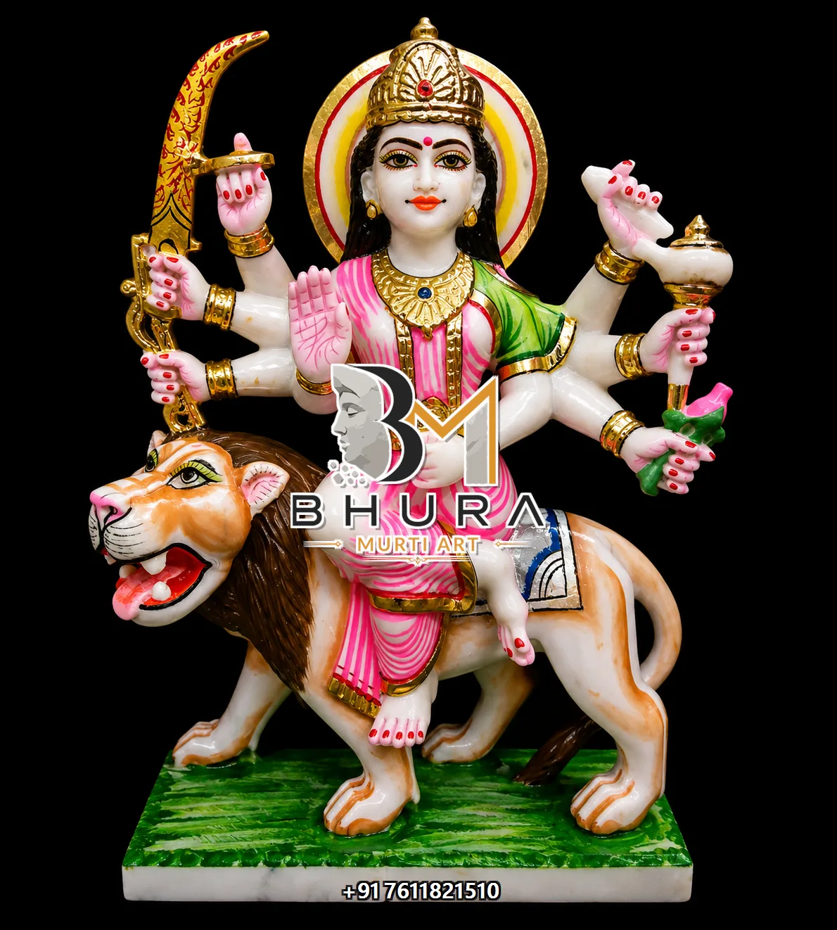 Handcrafted Nav Durga Marble Statue Collection - handcrafted marble design view 3