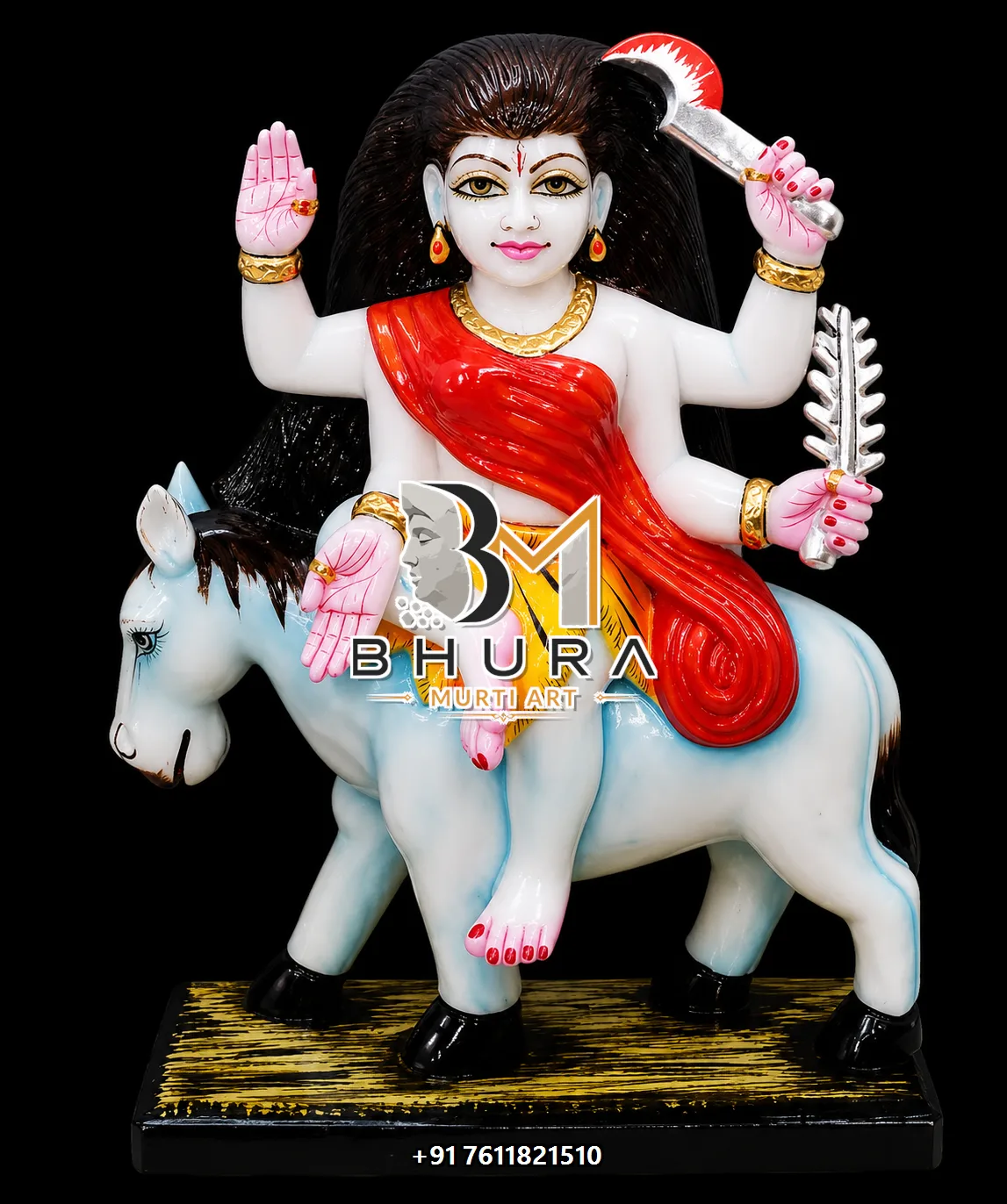 Handcrafted Nav Durga Marble Statue Collection - handcrafted marble design view 4