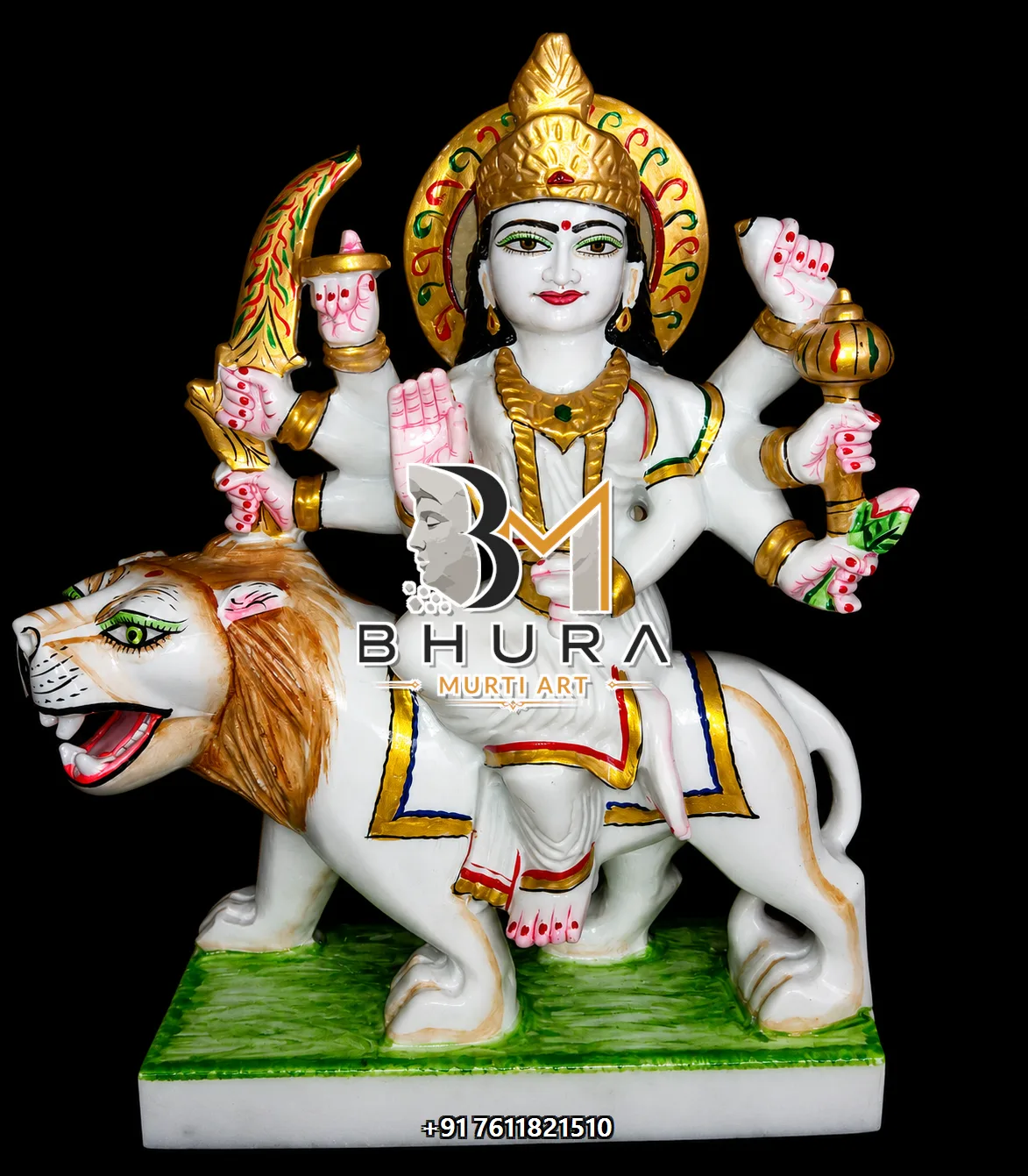 Handcrafted Nav Durga Marble Statue Collection - handcrafted marble design view 5