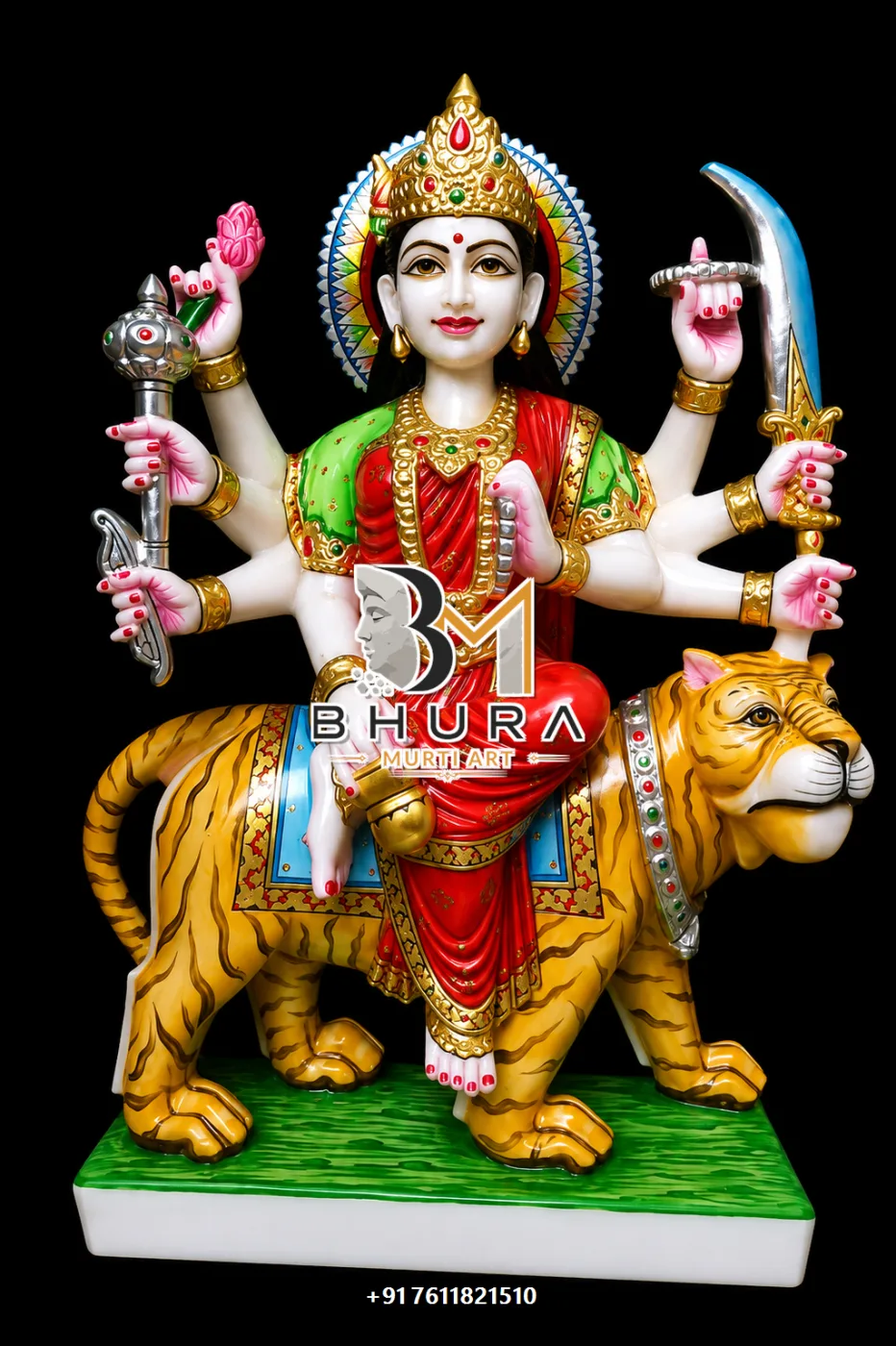 Traditional Navdurga Hand-Painted Idol Collection - handcrafted marble design view 4