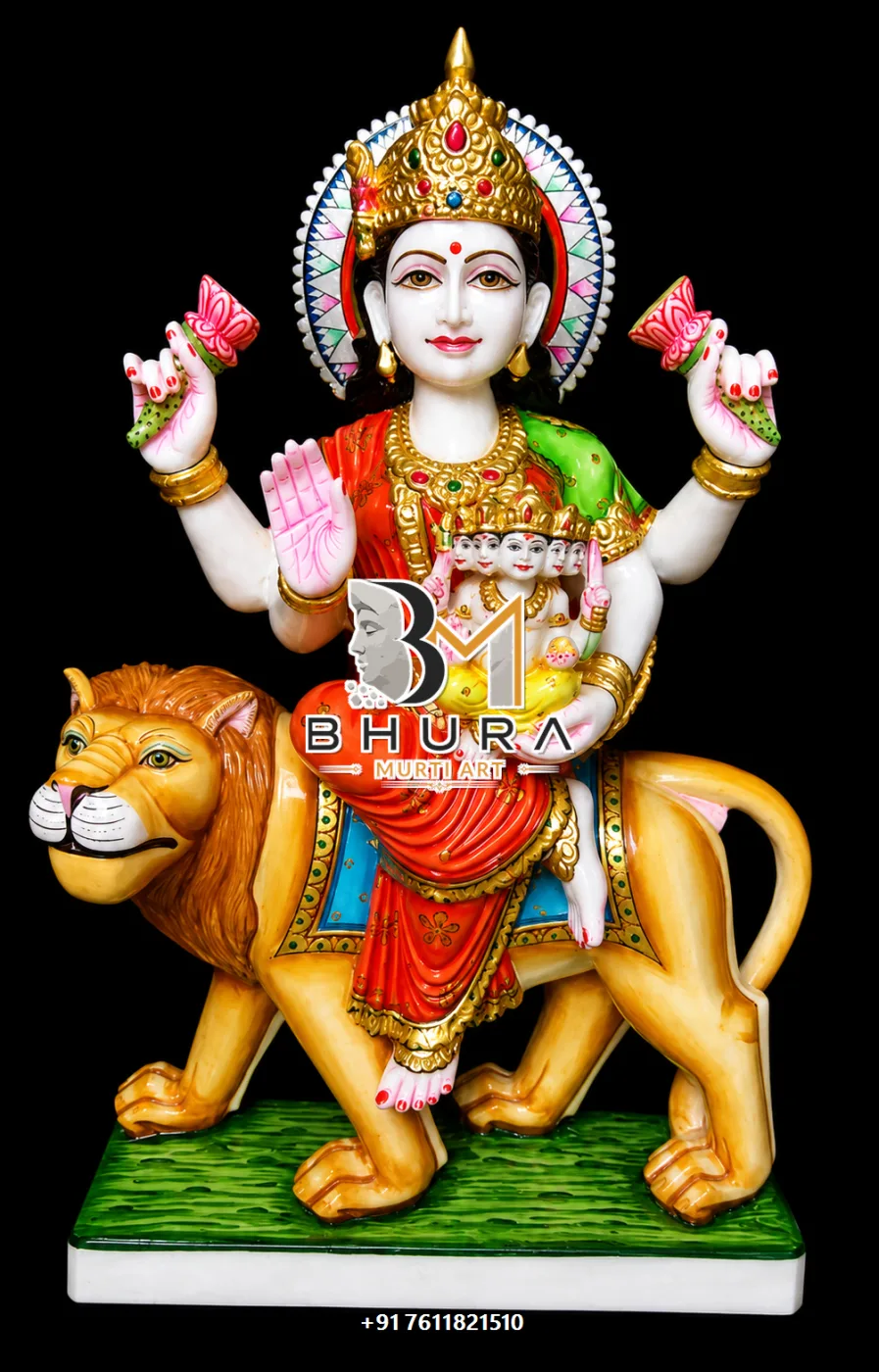 Temple-Style Navdurga Statue Collection - handcrafted marble design view 3