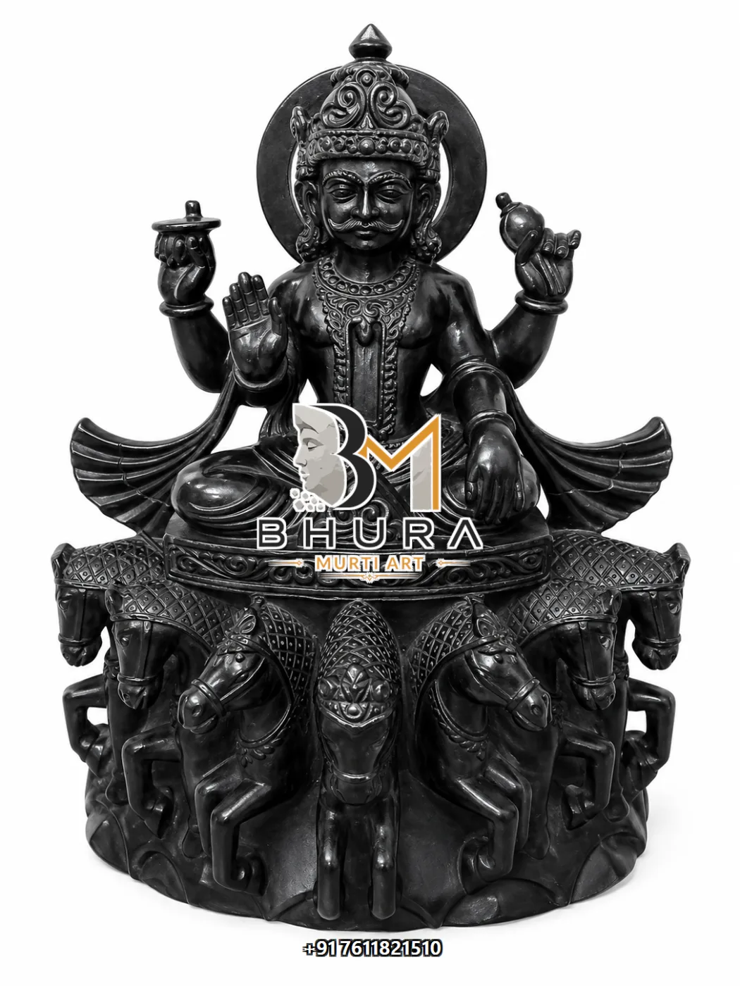 Temple-Style Navgraha Marble Statue Collection - handcrafted marble design view 4