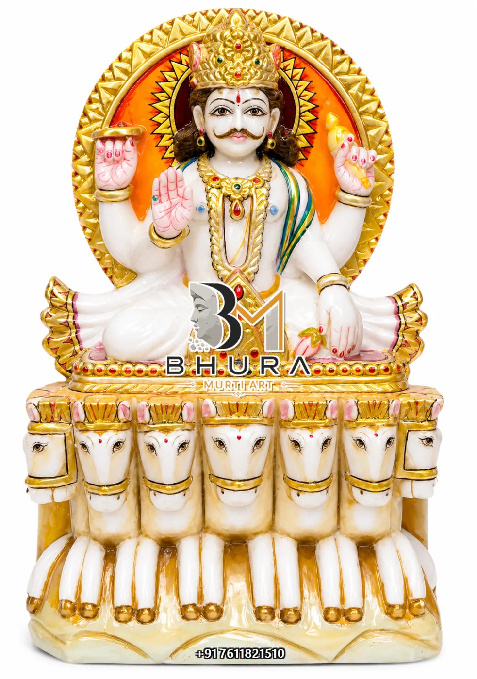 Premium Navgraha Marble Statue Collection - handcrafted marble design view 4