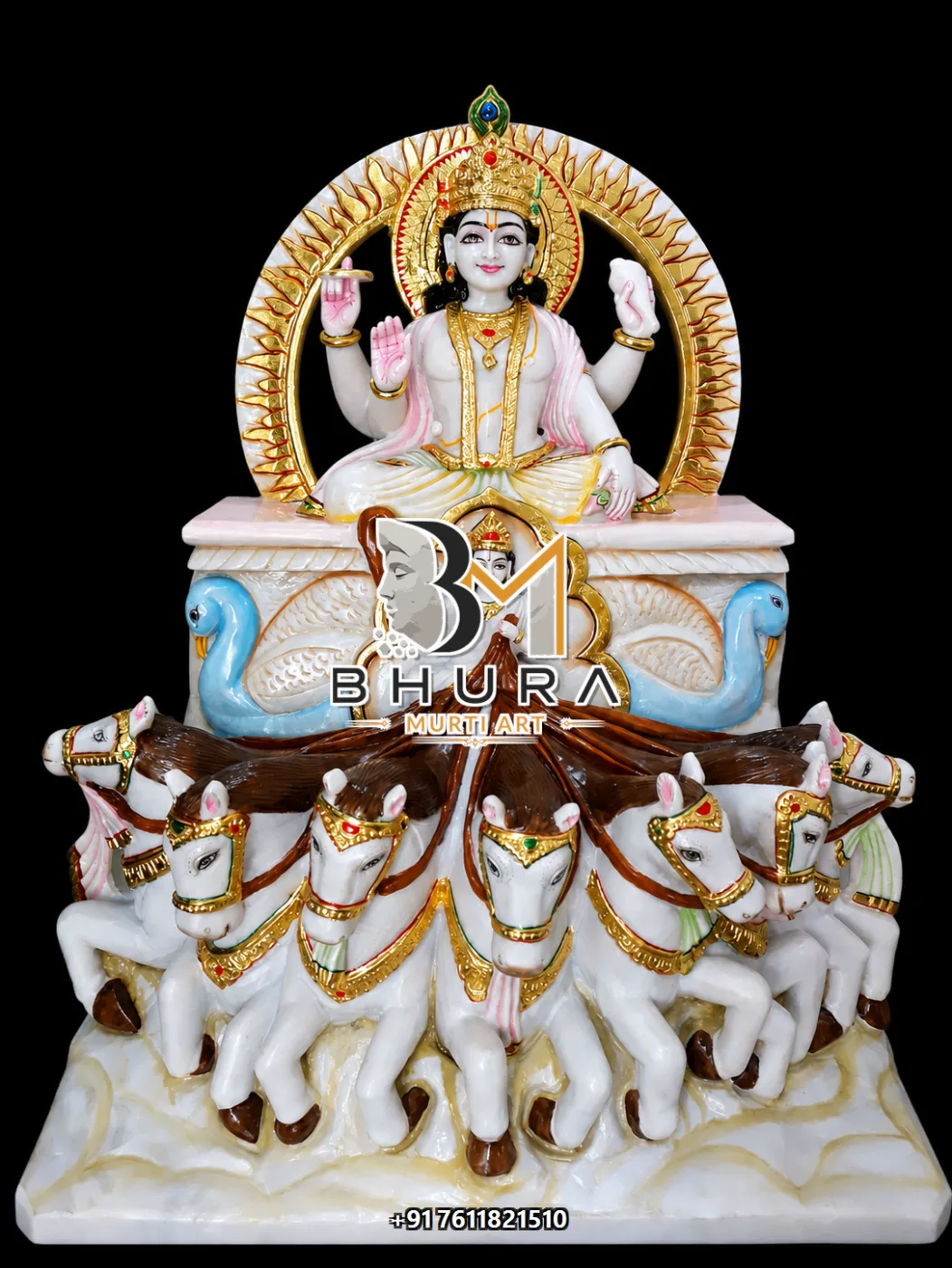 Sacred Navgraha Marble Statue Collection - handcrafted marble design view 3